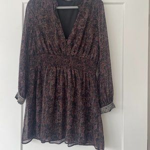 Zara Embellished Cuff V Neck Mini Dress